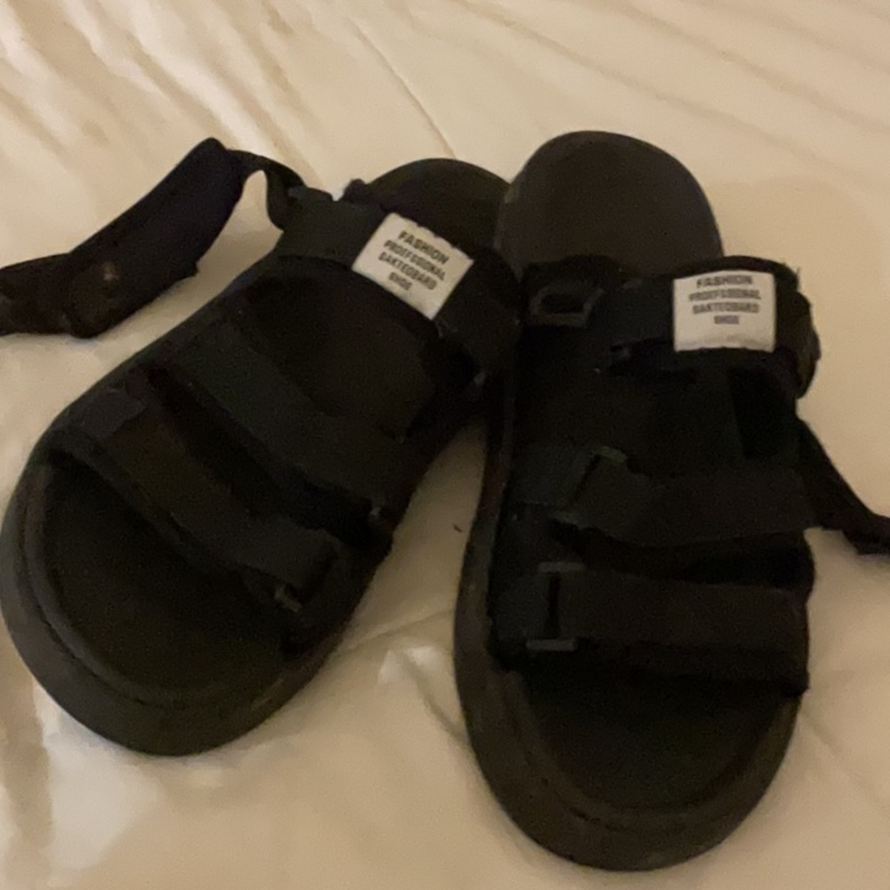 Black strap on sandals